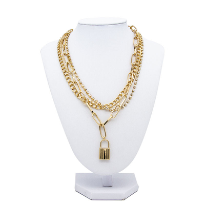 Круглое ожерелье моды золота обруча с Pandent 3 круга запирает для того чтобы качать ювелирные изделия