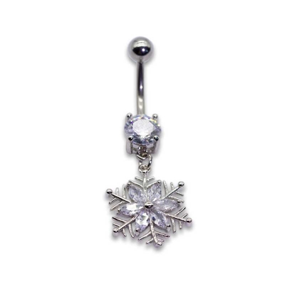 Серебр ювелирных изделий кнопки живота диаманта цветка сияющий 7mm снега прокалывая