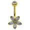 Кольца живота пупка золота кристаллов Marquise цветка прошивка 14G серебряного хирургическая стальная